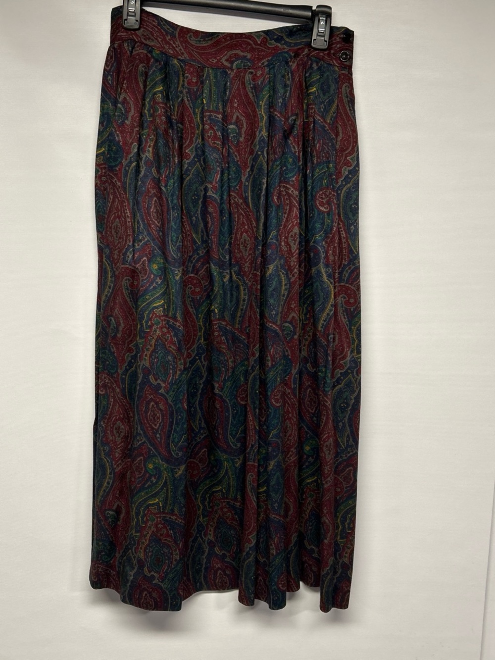 Elliott Lauren Burgundy and Teal Paisley Maxi Skirt